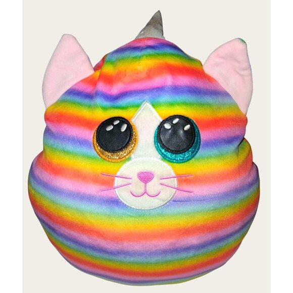 Rainbow Unicorn Cat Plush Stuffed Animal Pillow TY Large - Picture 1 of 10